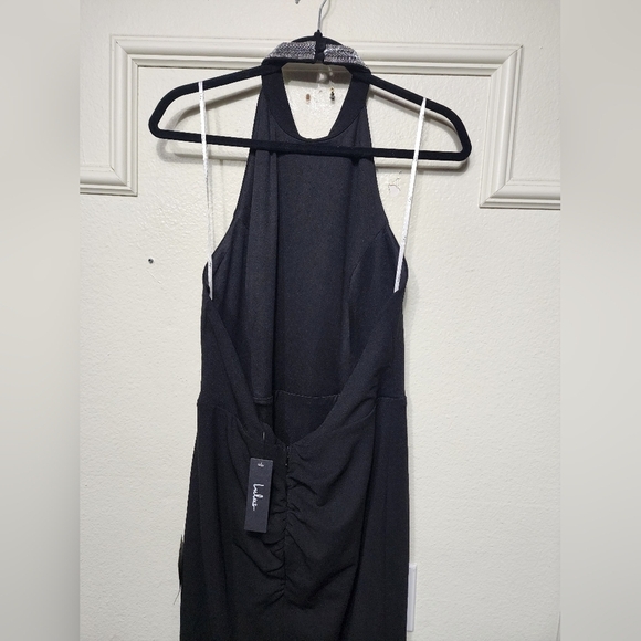 Lulus Immaculate Class Black Rhinestone Halter Maxi Dress XL Wedding Formal - Picture 10 of 11